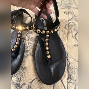 Pedro Garcia Sandals Women's 37.5 7.5 Black Designer Judith Swarovski Crystals